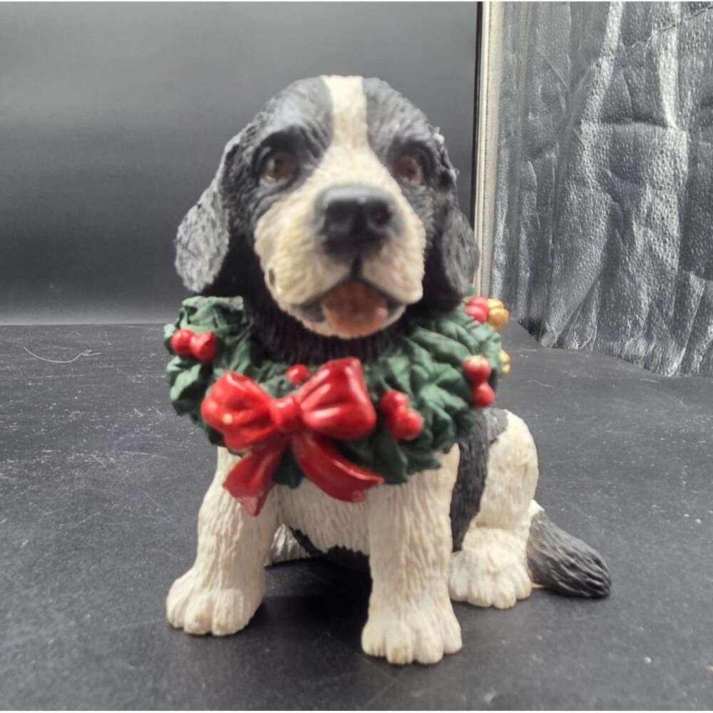 Tom Rubel Silver Deer Christmas Animals Collection Puppy Dog Black White 3.75”
